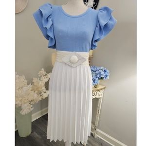 80's Vintage White Pleated Full Midi Skirt